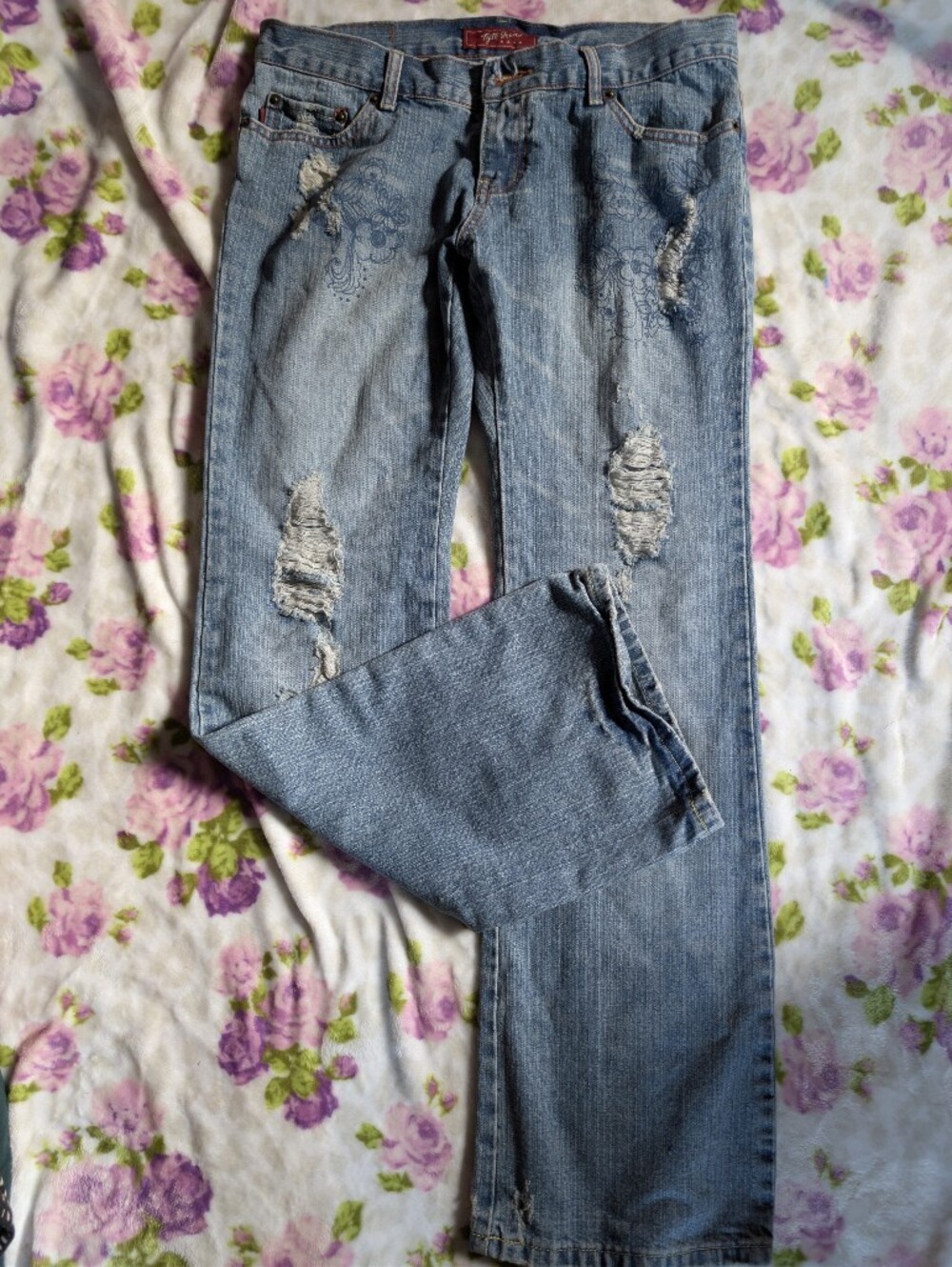 Tyte Jeans Light Blue Distressed Straight Leg Jeans